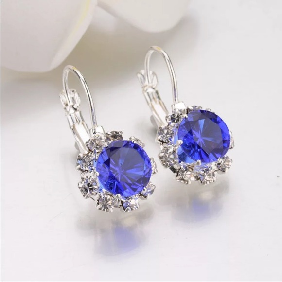 Jewelry - Blue/ Silver Cubic Zirconia earrings
